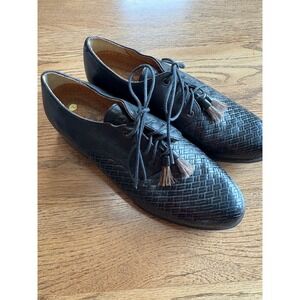 Ariat Womens Black Woven Leather Lace Up Oxford Tassel Shoes 15111 Size 7B
